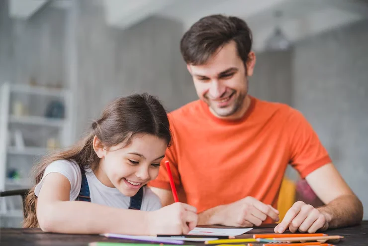 Teacher guiding students in classroom