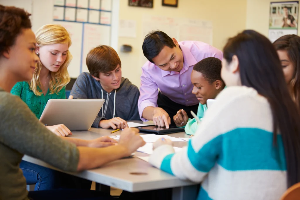 Group of students working together on a project